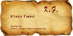 Klain Fanni névjegykártya